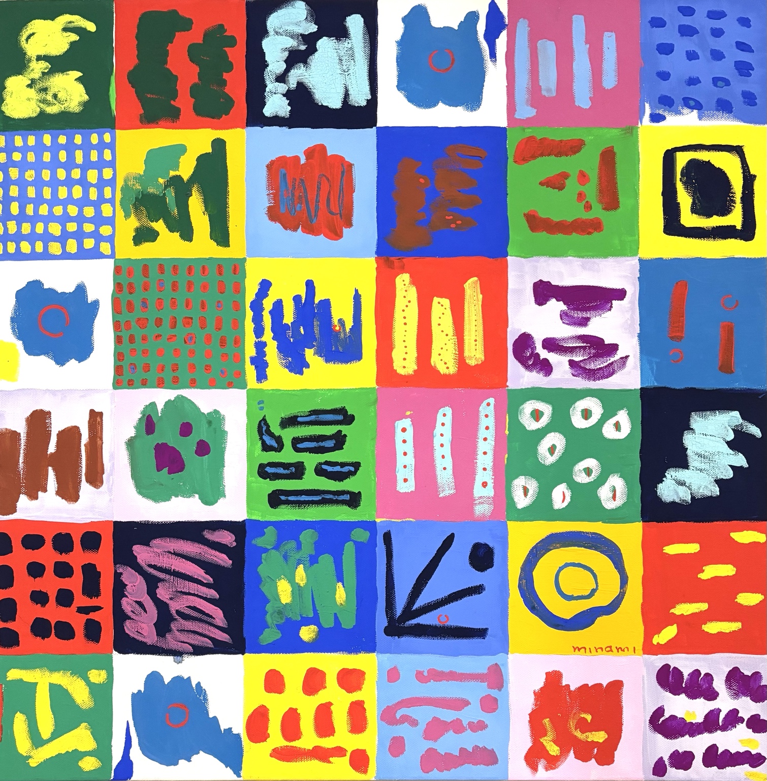 色面が並ぶ格子作品(2018年)